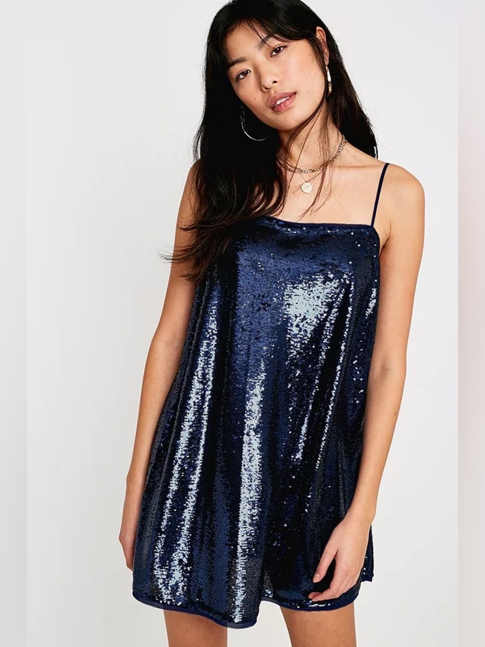 Free People Time To Shine Navy Sequin Slip Dress with Spaghetti Straps - Small - Picture 13 of 14